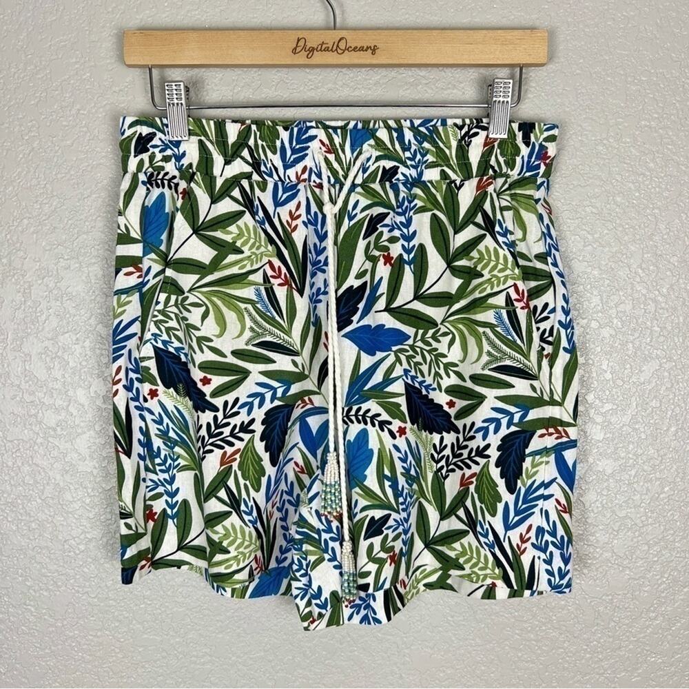 Joie NWOT Evelyn Linen Shorts Tropical Beaded 6 Travel High Waist Floral Summer - Picture 2 of 9